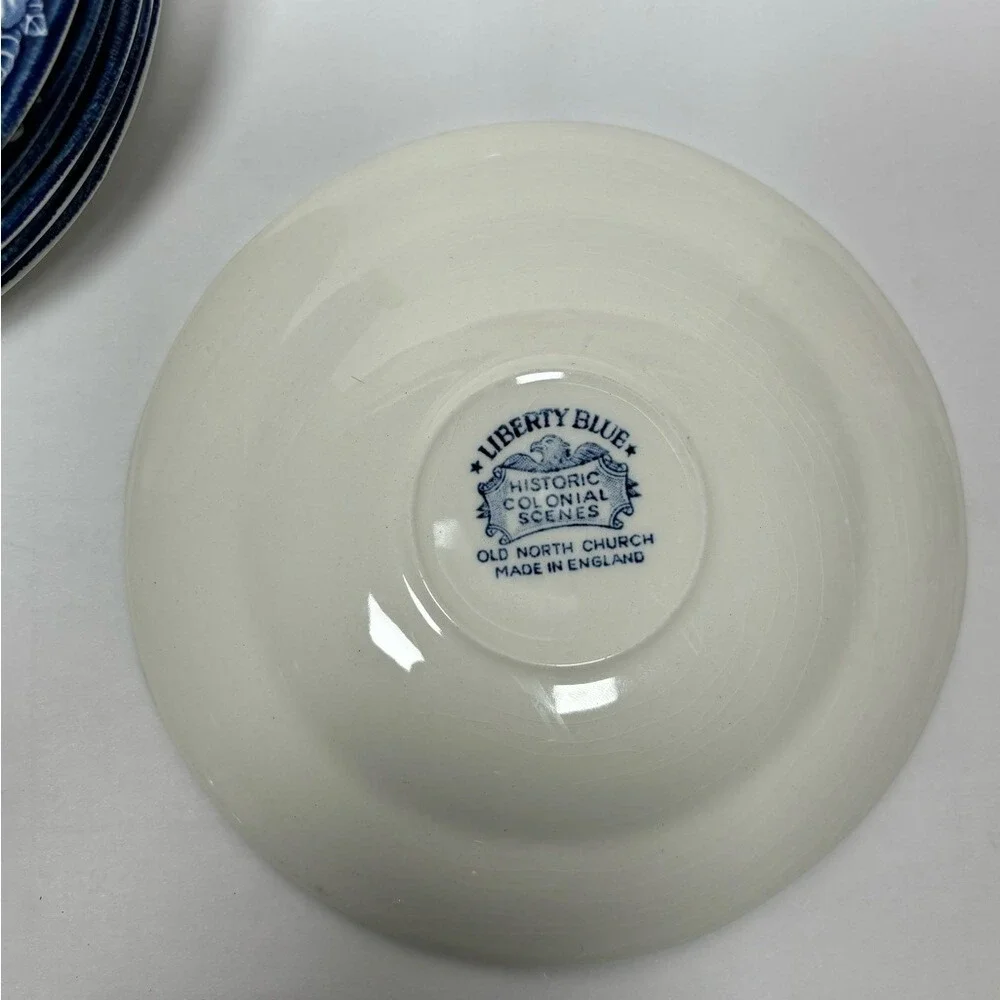 Liberty Blue 7pc Set Old North‎ Church Saucers